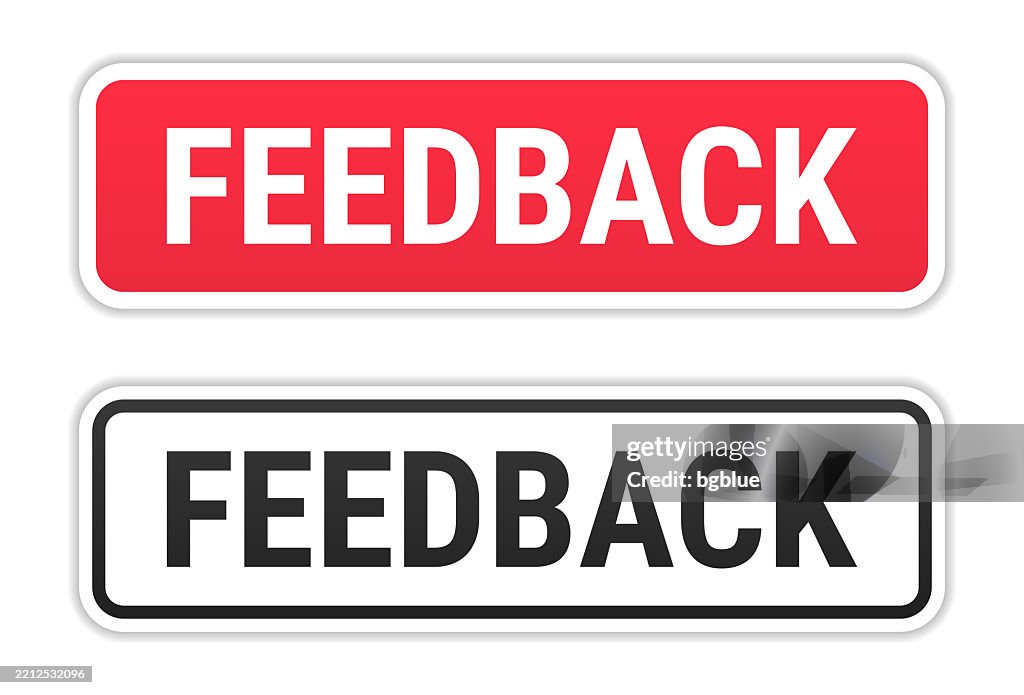 Feedback Red Icon Feedback Red And Black Labels On White Background High-Res Vector ...