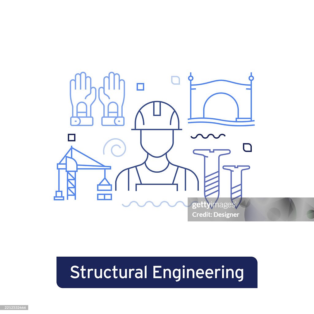 Structural Engineering Concept Vector Illustration Editable Stroke ...
