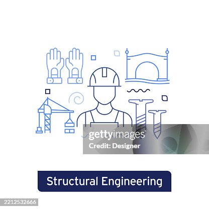 Structural Engineering Concept Vector Illustration Editable Stroke ...