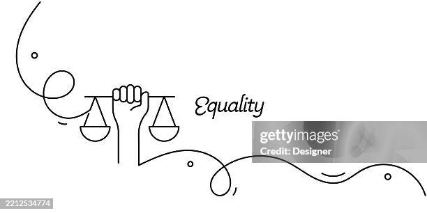 one continuous line drawing of equality icon. single line vector illustration - equality stock illustrations