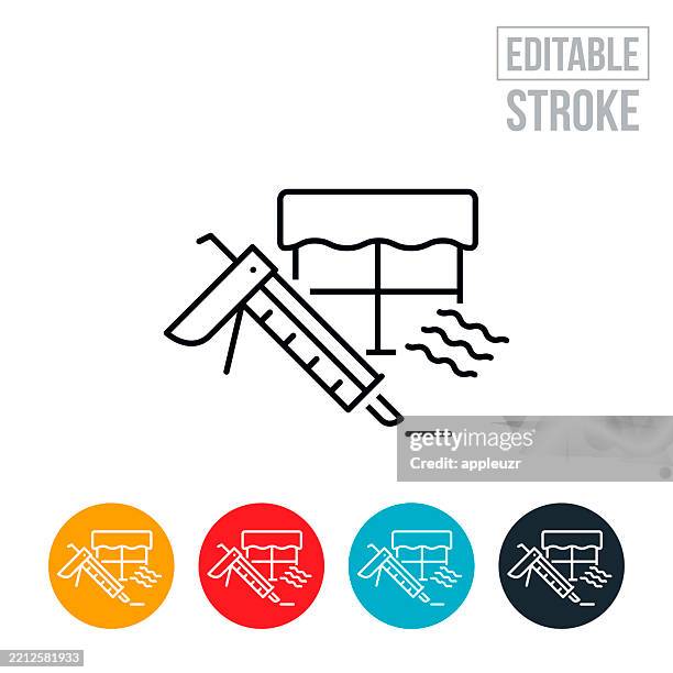 caulking window to save energy thin line icon - editable stroke - caulk gun stock illustrations
