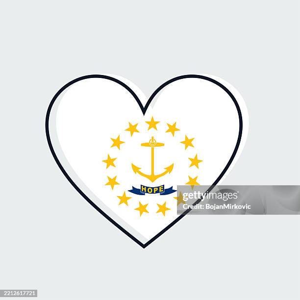 rhode island heart flag. vector - rhode island state flag stock illustrations