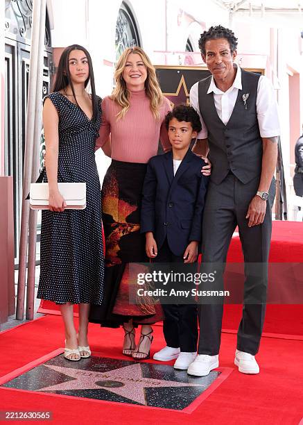Stella Luna Ivery, Ellen Pompeo, Eli Ivery and Chris Ivery attend the ceremony honoring Ellen Pompeo with a Star on the Hollywood Walk of Fame on...