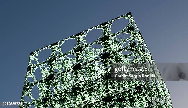 Modern Green And White Architectural Structure Against A Clear Blue Sky ...