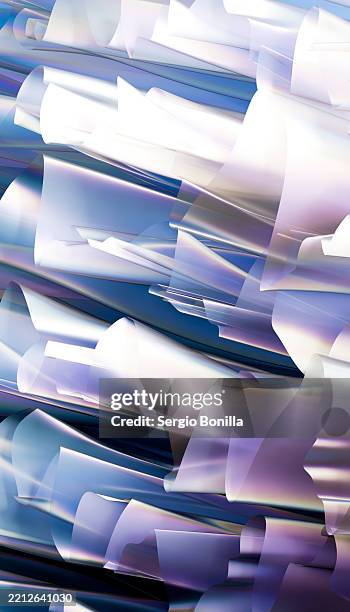 abstract layers of translucent, colorful geometric shapes in dynamic motion. blender 3d illustration - screen saver stock illustrations