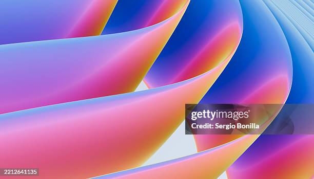 abstract colorful gradient ribbons creating a vibrant flowing digital art design. blender 3d illustration - screen saver stock illustrations