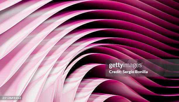 abstract pink and white wavy pattern with layered, flowing curves and dynamic light play. blender 3d illustration - white screen texture stock illustrations