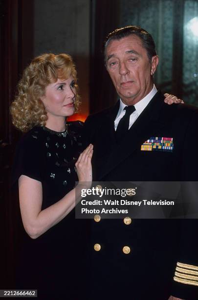 Victoria Tennant, Robert Mitchum promotional photo for the ABC tv mini-series 'War and Remembrance'.