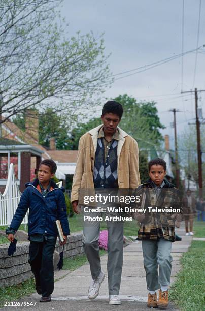 Los Angeles, CA Floyd Roger Myers Jr, Bumper Robinson, Alex Burrall appearing in the ABC tv mini-series 'The Jacksons: An American Dream'.
