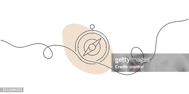 bildbanksillustrationer, clip art samt tecknat material och ikoner med continuous line drawing of compass icon. hand drawn symbol vector illustration. - kompass