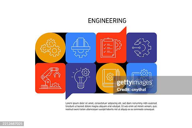 engineering concept banner design. blueprint, automation, project, maintenance - architect computer stock illustrations