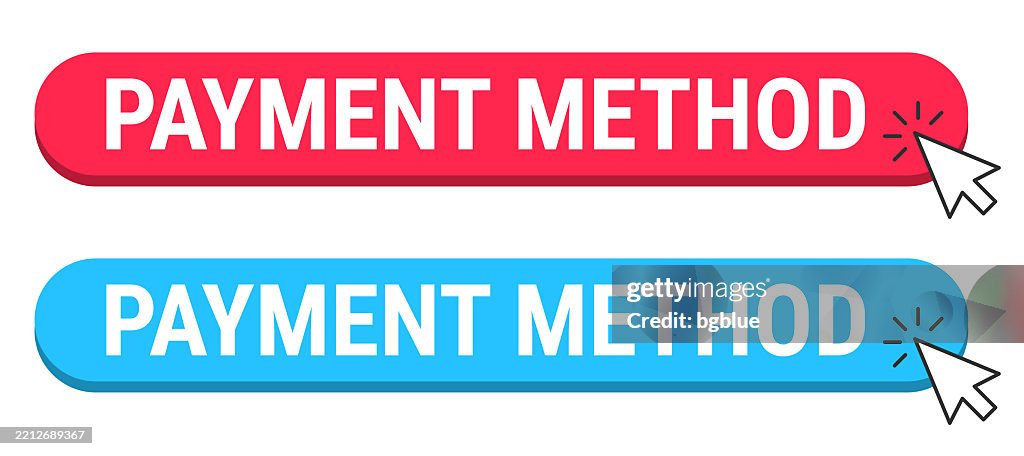 Payment Method Buttons Payment Method Red And Blue Buttons With Cursor On White Background ...