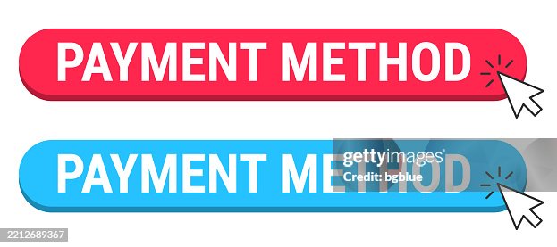 Payment Method - Red and Blue buttons with cursor on white background Payment Method - Red and Blue buttons with cursor on white background
