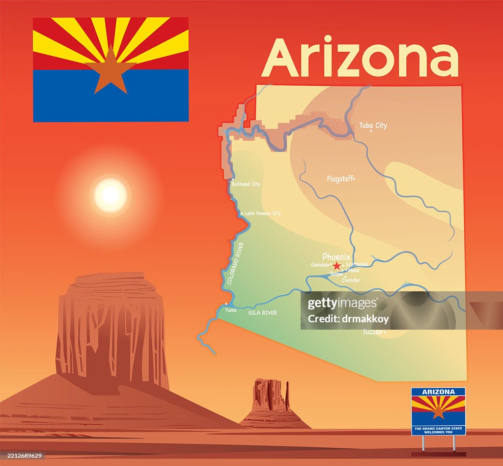 Arizona State Map and Monument Valley Navajo Tribal Park