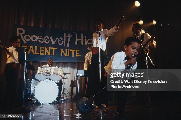 Los Angeles, CA Floyd Roger Myers Jr, Bumper Robinson, Alex Burrall appearing in the ABC tv mini-series 'The Jacksons: An American Dream'.