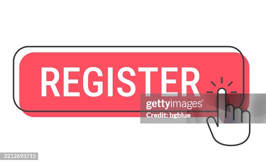 Click Register Sticker Register Click Button With Hand Cursor On White Background High-Res ...