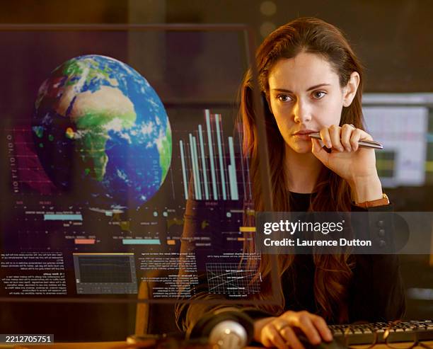 global data overtime woman - flexible screen stock pictures, royalty-free photos & images