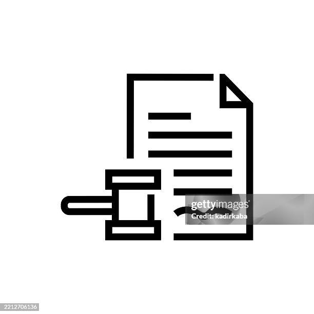 ilustrações de stock, clip art, desenhos animados e ícones de court paper line icon. courthouse, courtroom, lawyer, judge. - legislação