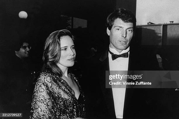 American actor Christopher Reeve and Dana Morosini at the Academy Awards, Los Angeles, circa 1990.