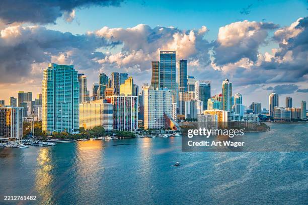 miami skyline - miami imagens e fotografias de stock