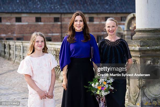 Queen Mary of Denmark arrives to the opening of the exhibition 'Danner af Danmark' at Frederiksborg Castle on April 30, 2025 in Hillerod, Denmark.