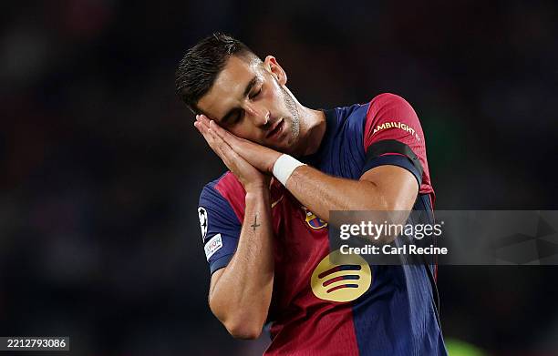 Ferran Torres of FC Barcelona celebrates scoring his team's second goal during the UEFA Champions League 2024/25 Semi Final First Leg match between...