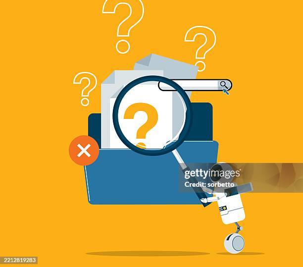 data search not found - artificially intelligent - computer error stock illustrations