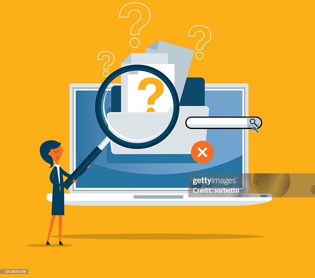 Data Search Not Found Laptop Busnesswoman High-Res Vector Graphic ...