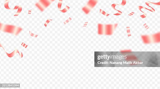 red confetti falling with transparent background - confetti falling transparent stock illustrations