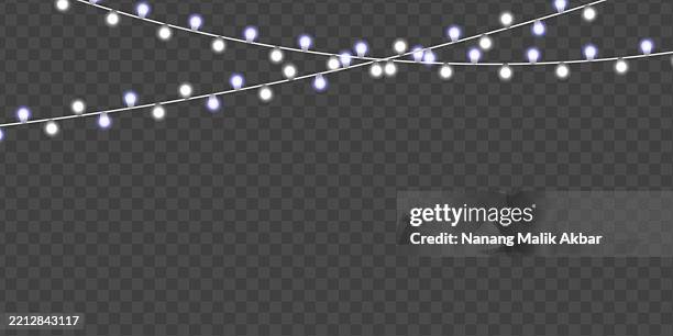 chrismas lights with transparent background - string lights transparent stock illustrations