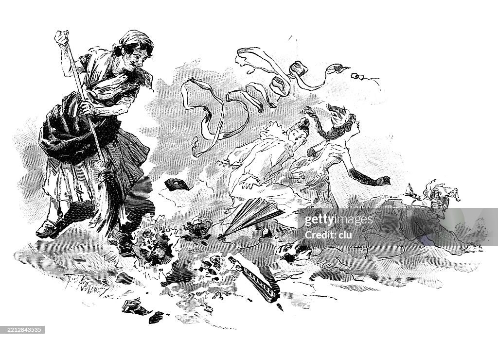 Carnival in Cologne, Sweep out, woman has to sweep out the leftovers on Ash Wednesday