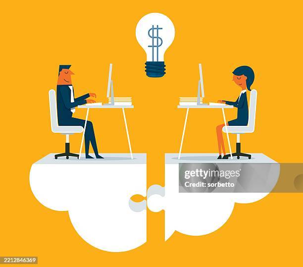 working together - cloud computing - traders office stock illustrations