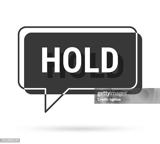 hold - 3d black speech bubble on white background - holding chat bubble stock illustrations