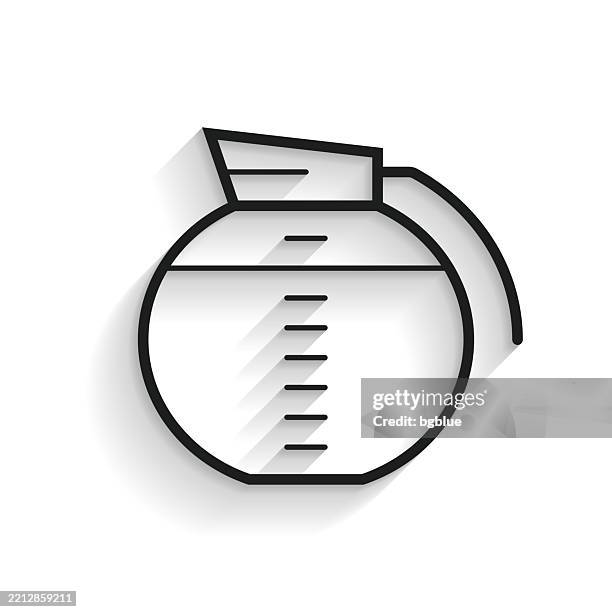 coffee maker. line icon with long shadow on white background - coffee pot stock illustrations