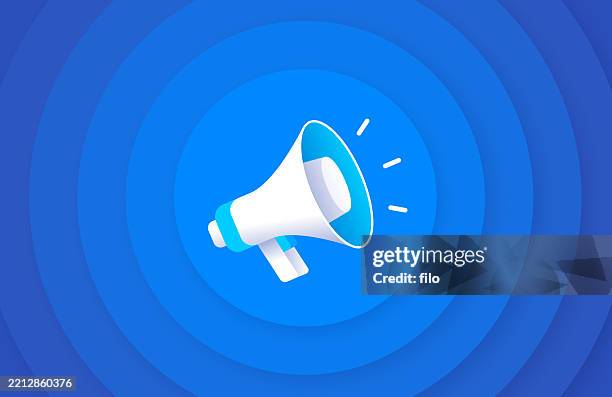 announcement megaphone speaker circle design background - bulletin board collage stock illustrations
