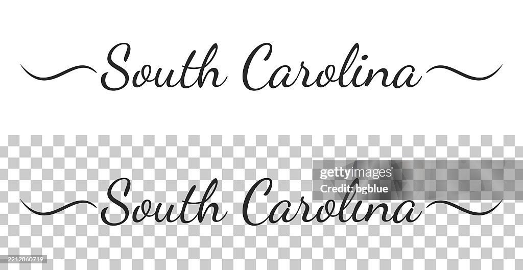 Sc Text Design South Carolina Calligraphy Text With Swashes On Blank Background High ...