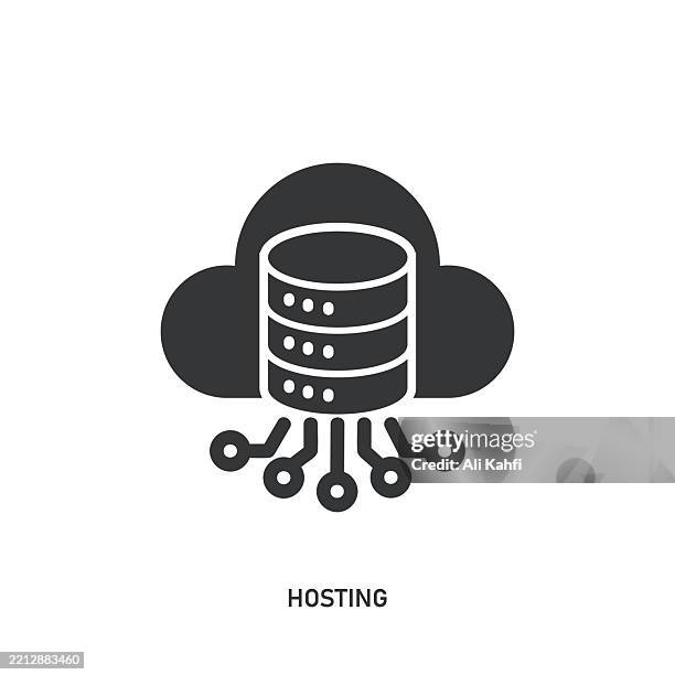 hosting glyph solid icon. solid icon that can be applied anywhere, simple, pixel perfect and modern style. - supercomputer stock illustrations