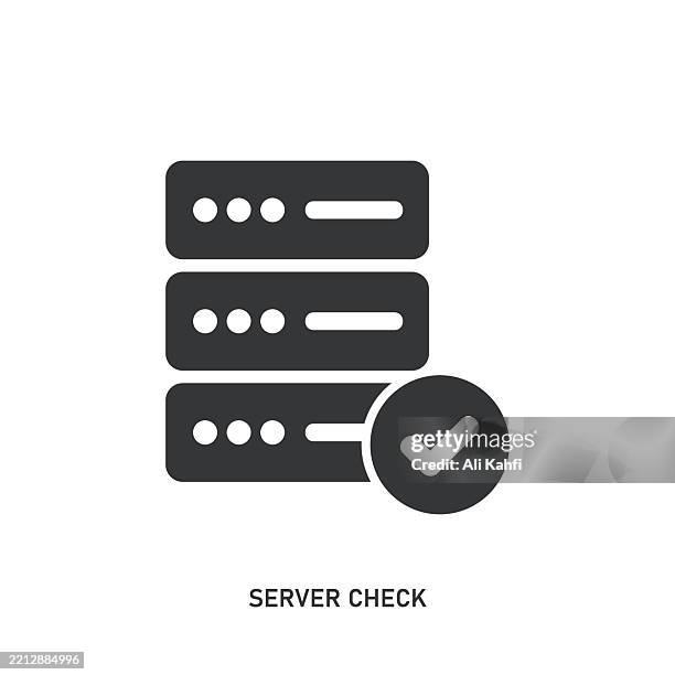 server check glyph solid icon. solid icon that can be applied anywhere, simple, pixel perfect and modern style. - server technician stock illustrations