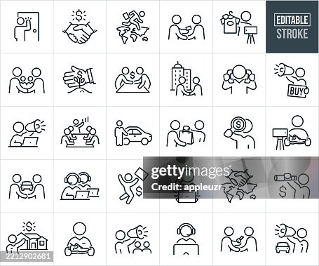 Salesperson Thin Line Icons - Editable Stroke - Icons Include A Salesman, Saleswomen, Sales Person, Selling, Deal, Handshake, Global Sales, Sales Representative, Revenue, Sales Presentation, Car Salesman, Retail Sales, Door To Door Salesman, Online Sales, Salesperson Thin Line Icons - Editable Stroke - Icons Include A Salesman, Saleswomen, Sales Person, Selling, Deal, Handshake, Global Sales, Sales Representative, Revenue, Sales Presentation, Car Salesman, Retail Sales, Door To Door Salesman, Online Sales,