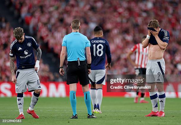 Rasmus Hojlund of Manchester United reacts during the UEFA Europa League 2024/25 Semi Final First Leg match between Athletic Bilbao and Manchester...