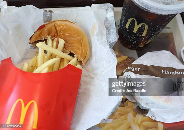 In this photo illustration, a McDonald's meal sits on a tray in a McDonald's restaurant on May 01, 2025 in Miami, Florida. McDonald's U.S. Announced...