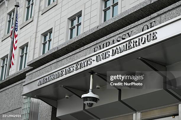 The main entrance to the U.S. Embassy, in Ottawa, Ontario, Canada, on April 30, 2025.