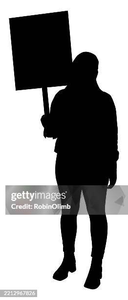 standing woman protester - placard stock illustrations