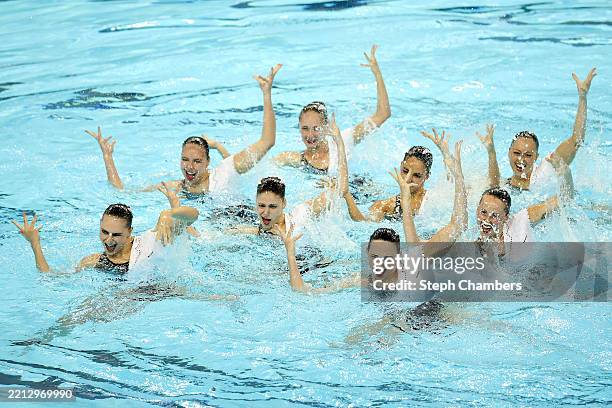 Team Spain competes in the team technical finals at Markham Pan Am Centre on May 01, 2025 in Markham, Ontario.