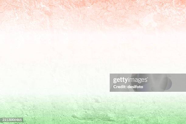 tricolor backdrops - empty blank pastel wood textured rustic creative background - horizontal vector of three colored stone wall texture with edges in orange, white and green as in indian flag and of ireland, niger and côte d'ivoire (ivory coast) - stone wall background stock illustrations