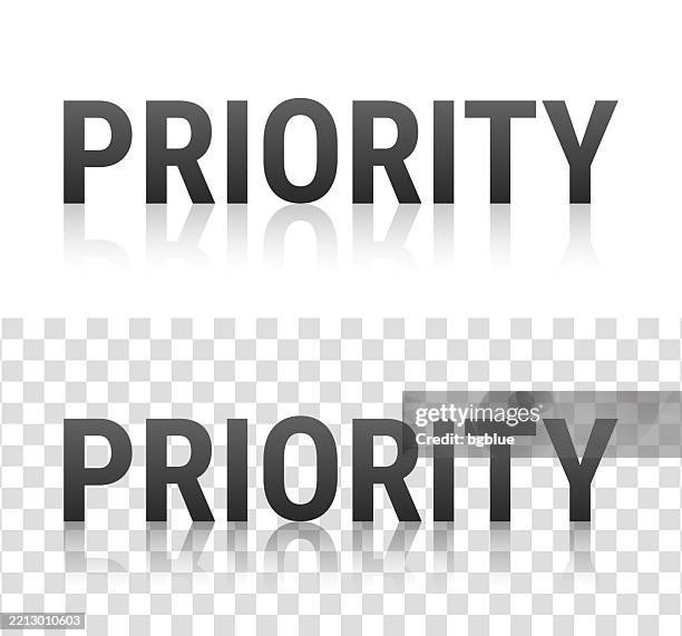 priority - text with reflection on transparent background - looking in mirror reflection stock illustrations
