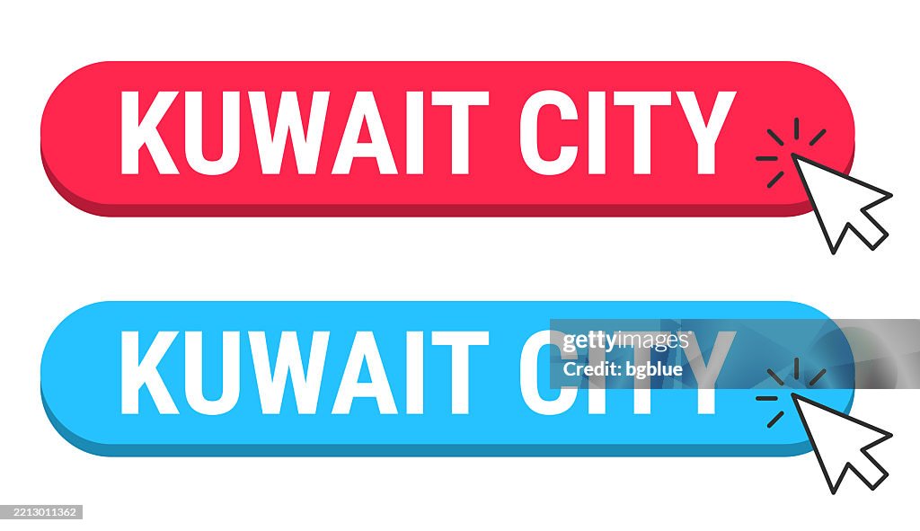 Kuwait Button Kuwait City Red And Blue Buttons With Cursor On White Background High ...