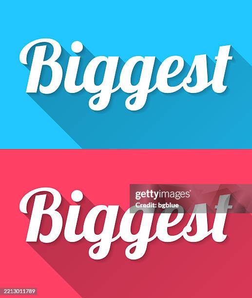 biggest - flat design with long shadow on blue and red background - world record stock illustrations