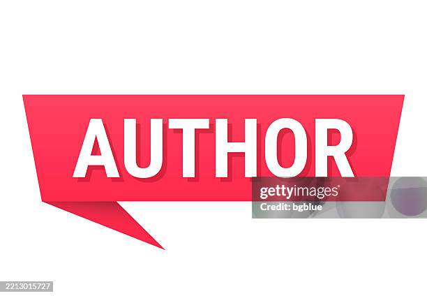 author - red speech bubble on blank background - poet stock illustrations