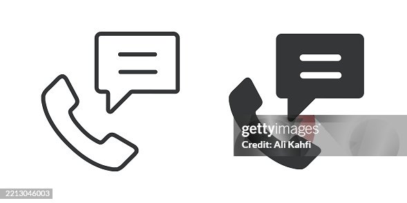 Telephone Chat thin line and glyph solid icon. Editable stroke and perfect pixel isolated on transparent background Telephone Chat thin line and glyph solid icon. Editable stroke and perfect pixel isolated on transparent background